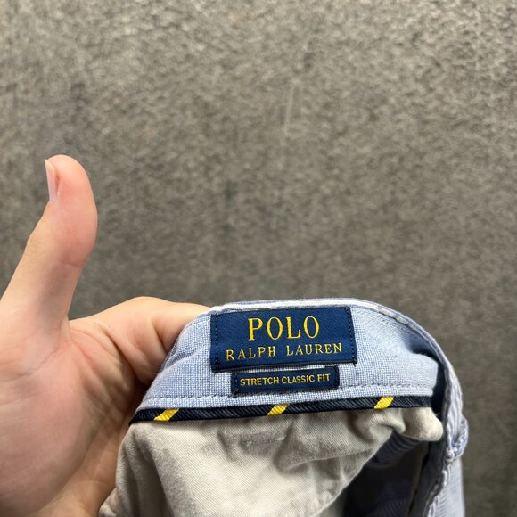 Polo Ralph Lauren Shorts Men 40 Blue Chino Flat Front Stretch Classic Seersucker - Picture 9 of 11
